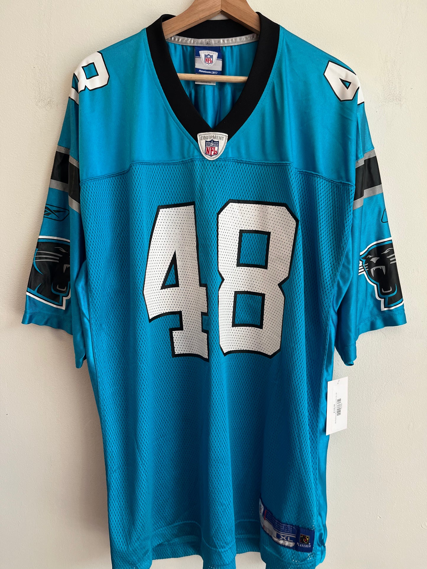 00s Carolina Panthers Stephen Davis Blue Reebok Jersey (XL)