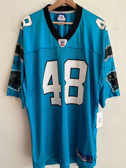 00s Carolina Panthers Stephen Davis Blue Reebok Jersey (XL)