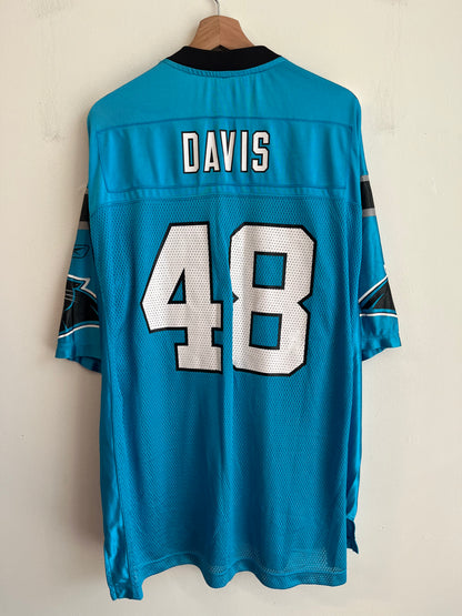 00s Carolina Panthers Stephen Davis Blue Reebok Jersey (XL)