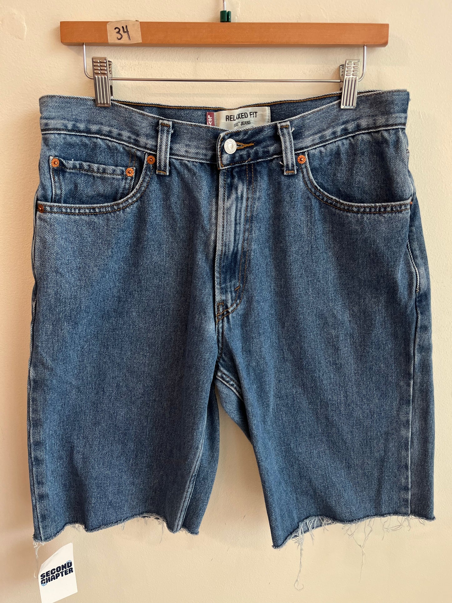 2004 Levi's 550 Relaxed Fit Dark Wash Jean Shorts (34)
