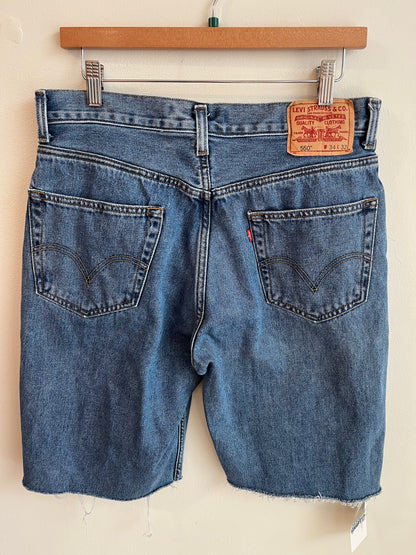 2004 Levi's 550 Relaxed Fit Dark Wash Jean Shorts (34)