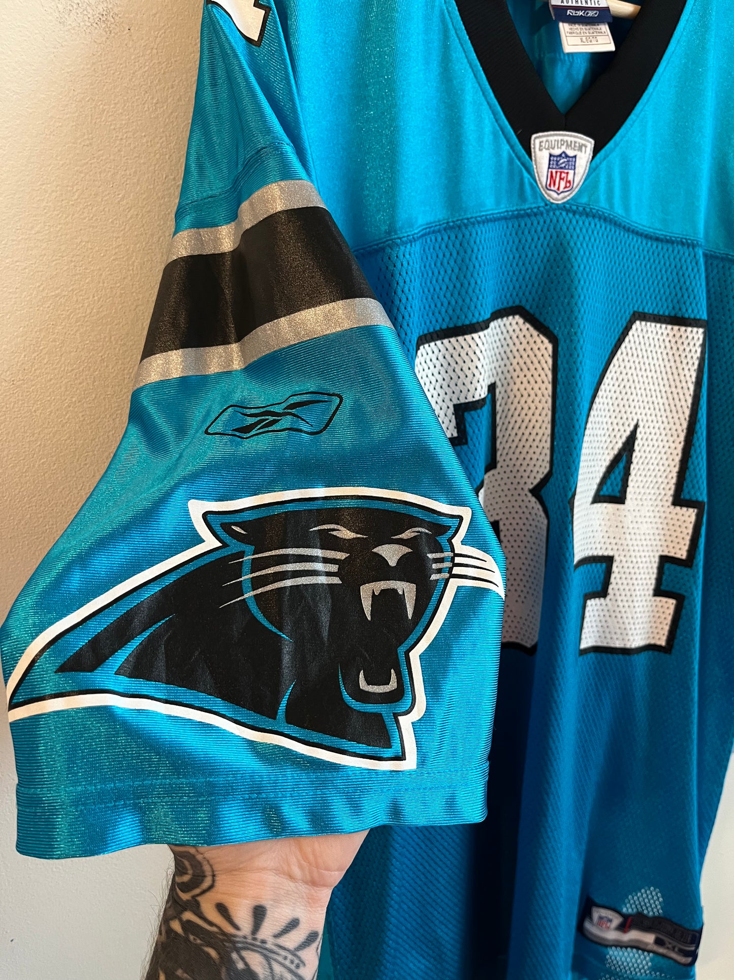 00s Carolina Panthers DeAngelo Williams Reebok Blue Jersey (XL)