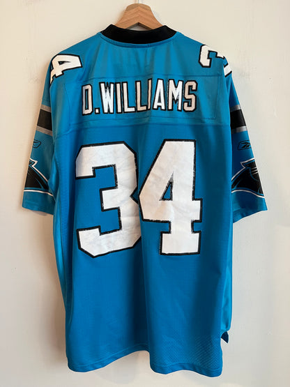 00s Carolina Panthers DeAngelo Williams Blue Stitched Flawed Jersey (XL)