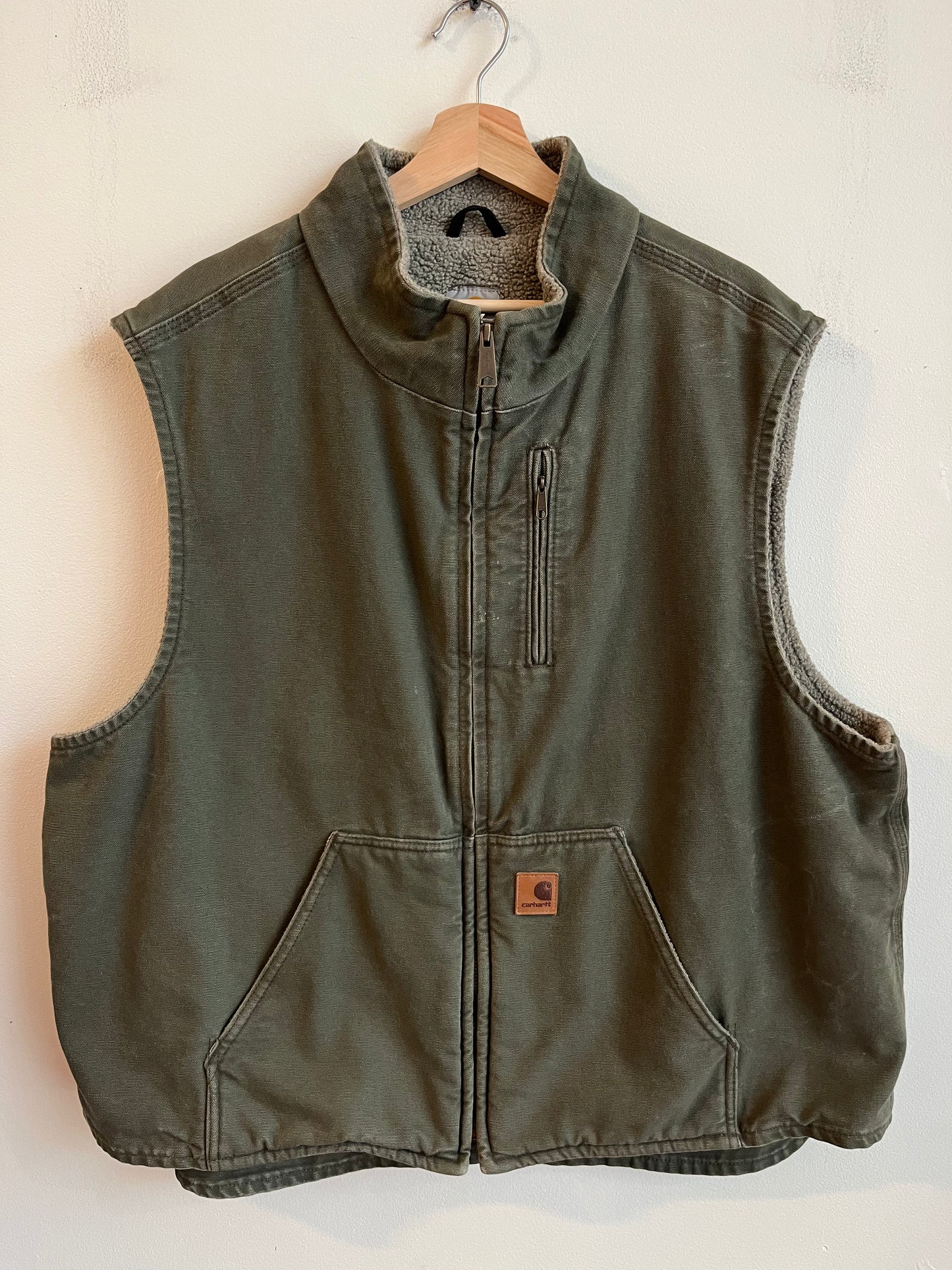 2013 Carhartt Army Green Sherpa Lined Vest (XXL)