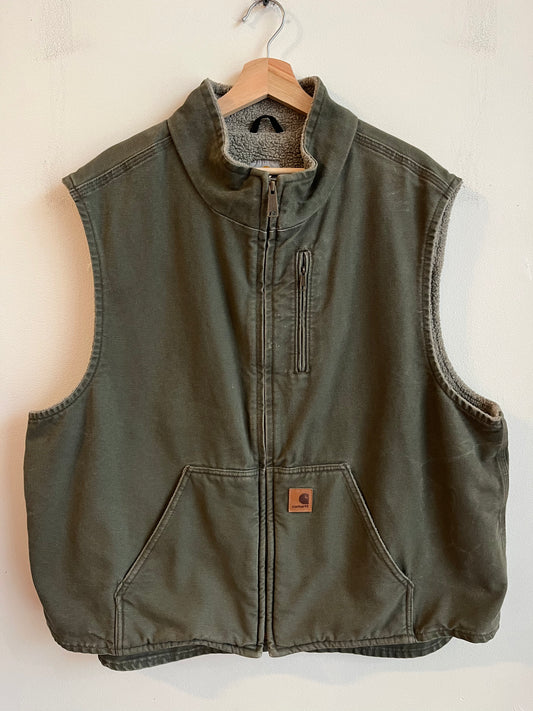 2013 Carhartt Army Green Sherpa Lined Vest (XXL)