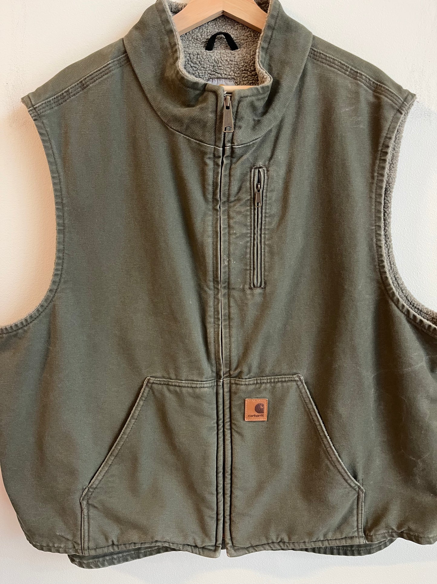 2013 Carhartt Army Green Sherpa Lined Vest (XXL)