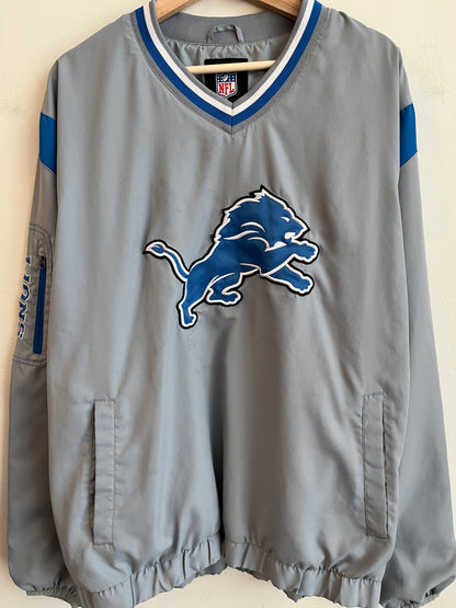2010s Detroit Lions NFL Grey Windbreaker (XL)