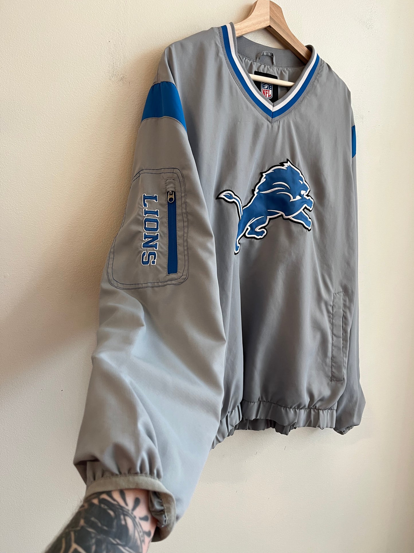 2010s Detroit Lions NFL Grey Windbreaker (XL)