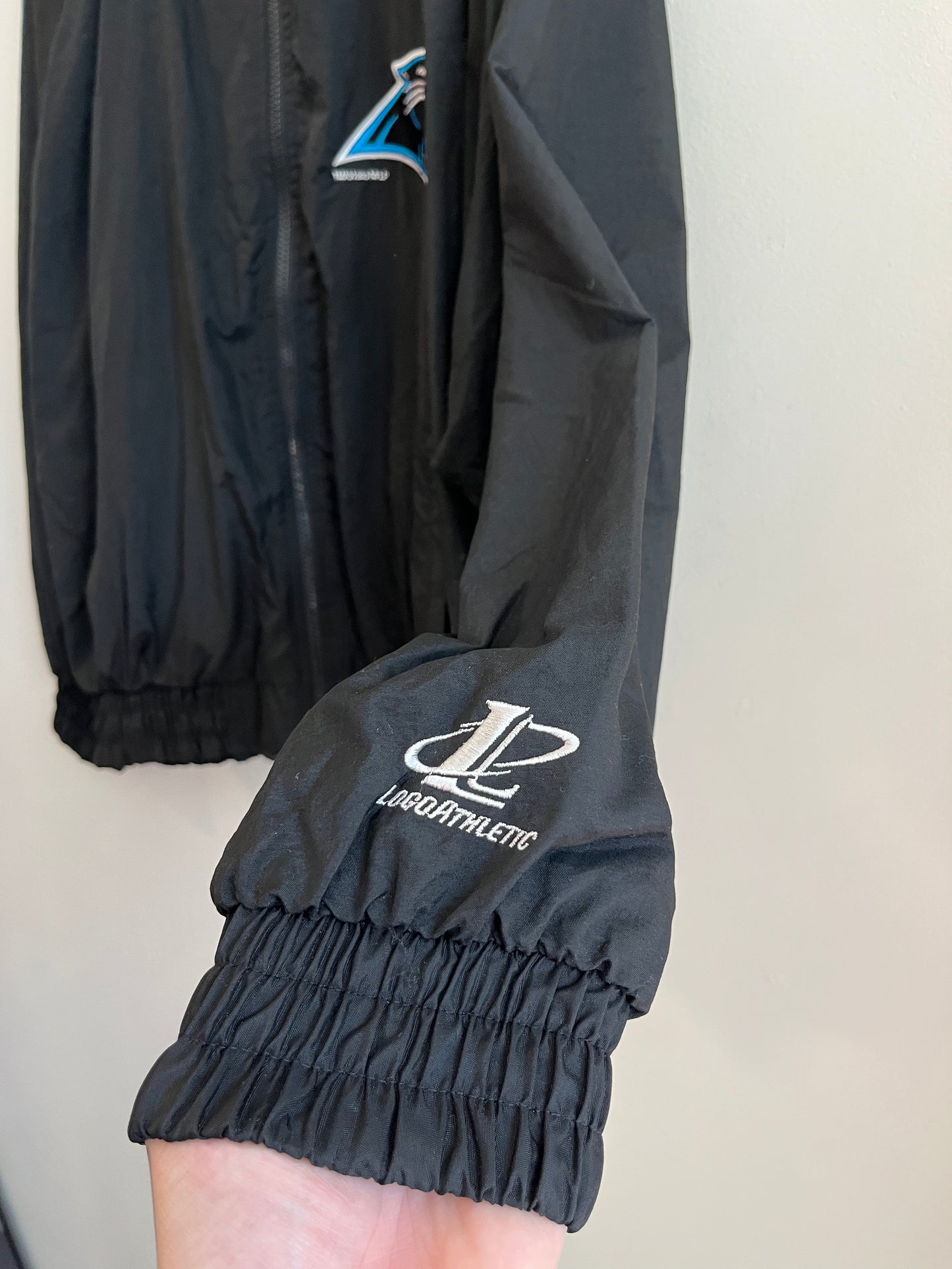 90s Carolina Panthers Logo Athletic Black Windbreaker (XL)