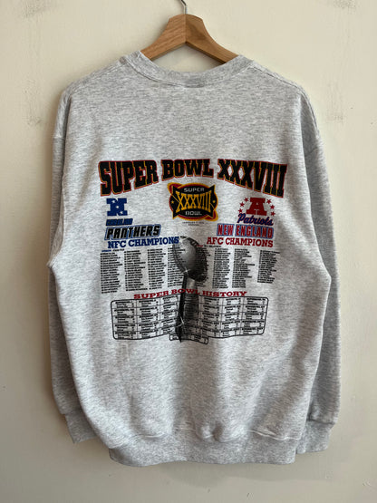 2004 Carolina Panthers v New England Patriots Super Bowl Crewneck (L)