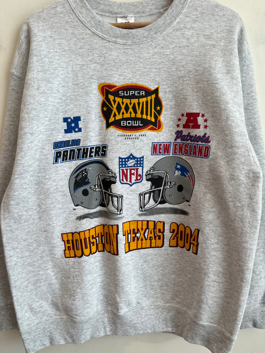 2004 Carolina Panthers vs New England Patriots Super Bowl Crewneck (L)
