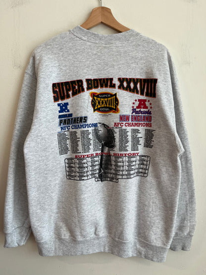 2004 Carolina Panthers vs New England Patriots Super Bowl Crewneck (L)
