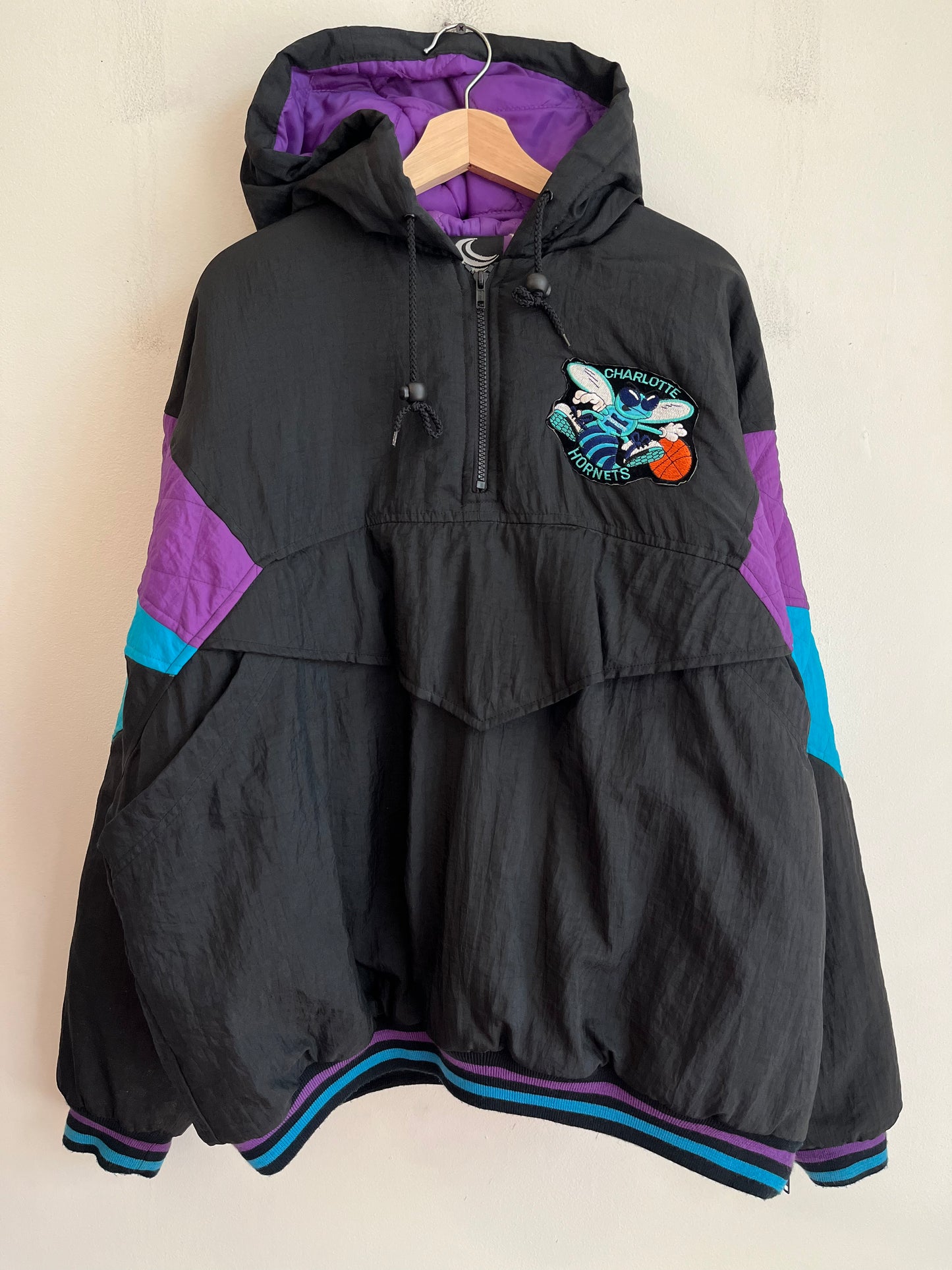 90s K Young Patched Puffer Hornets Jacket