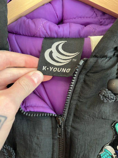 90s K Young Patched Puffer Hornets Jacket