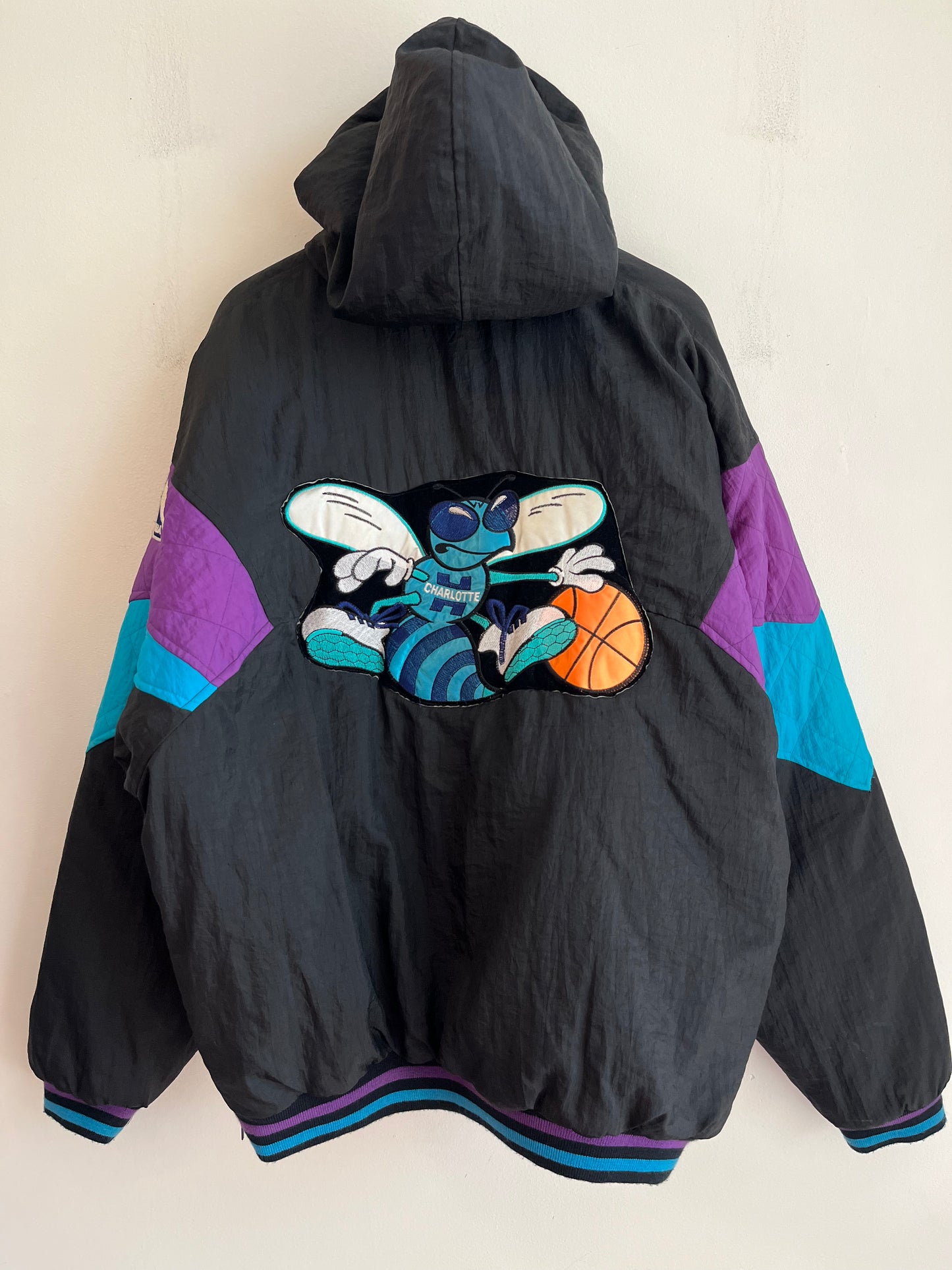 90s K Young Patched Puffer Hornets Jacket