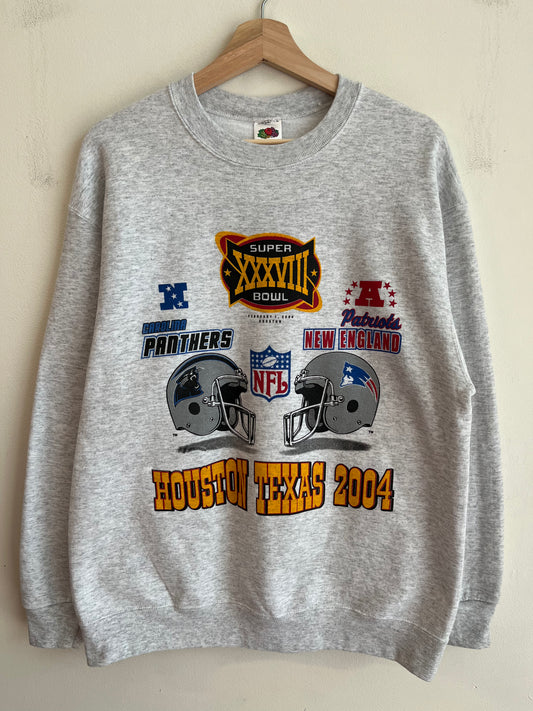 2004 Carolina Panthers vs New England Patriots Super Bowl Crewneck (L)