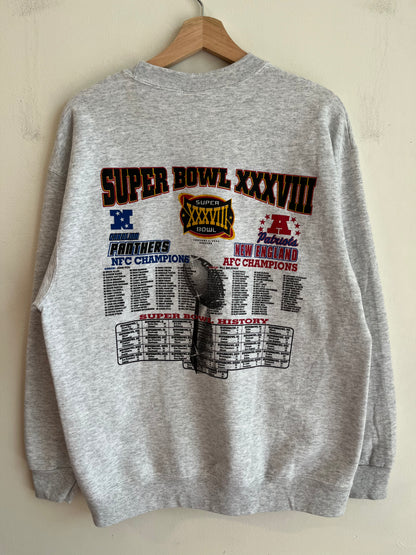 2004 Carolina Panthers vs New England Patriots Super Bowl Crewneck (L)