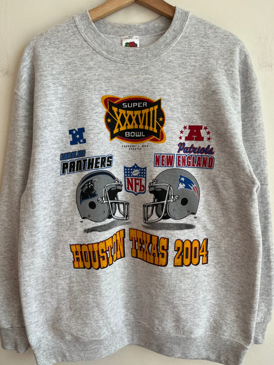 2004 Carolina Panthers vs New England Patriots Super Bowl Crewneck (L)