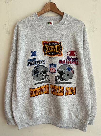 2004 Carolina Panthers vs New England Patriots Super Bowl Crewneck (L)