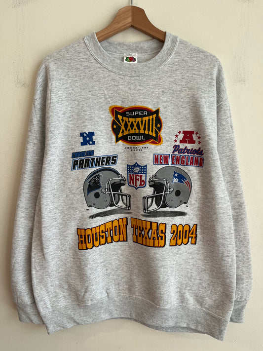 2004 Carolina Panthers vs New England Patriots Super Bowl Crewneck (L)