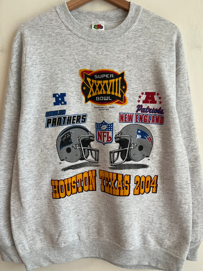 2004 Carolina Panthers vs New England Patriots Super Bowl Crewneck (L)