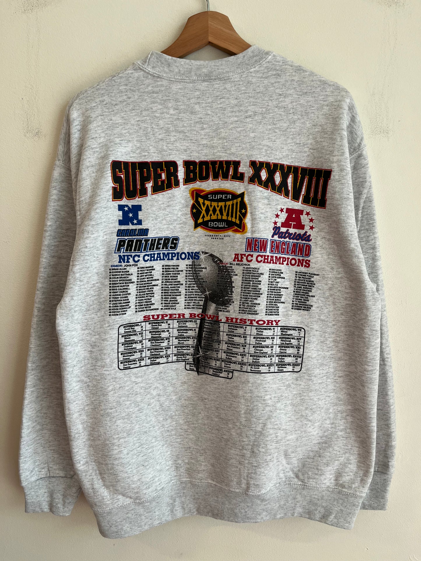 2004 Carolina Panthers vs New England Patriots Super Bowl Crewneck (L)