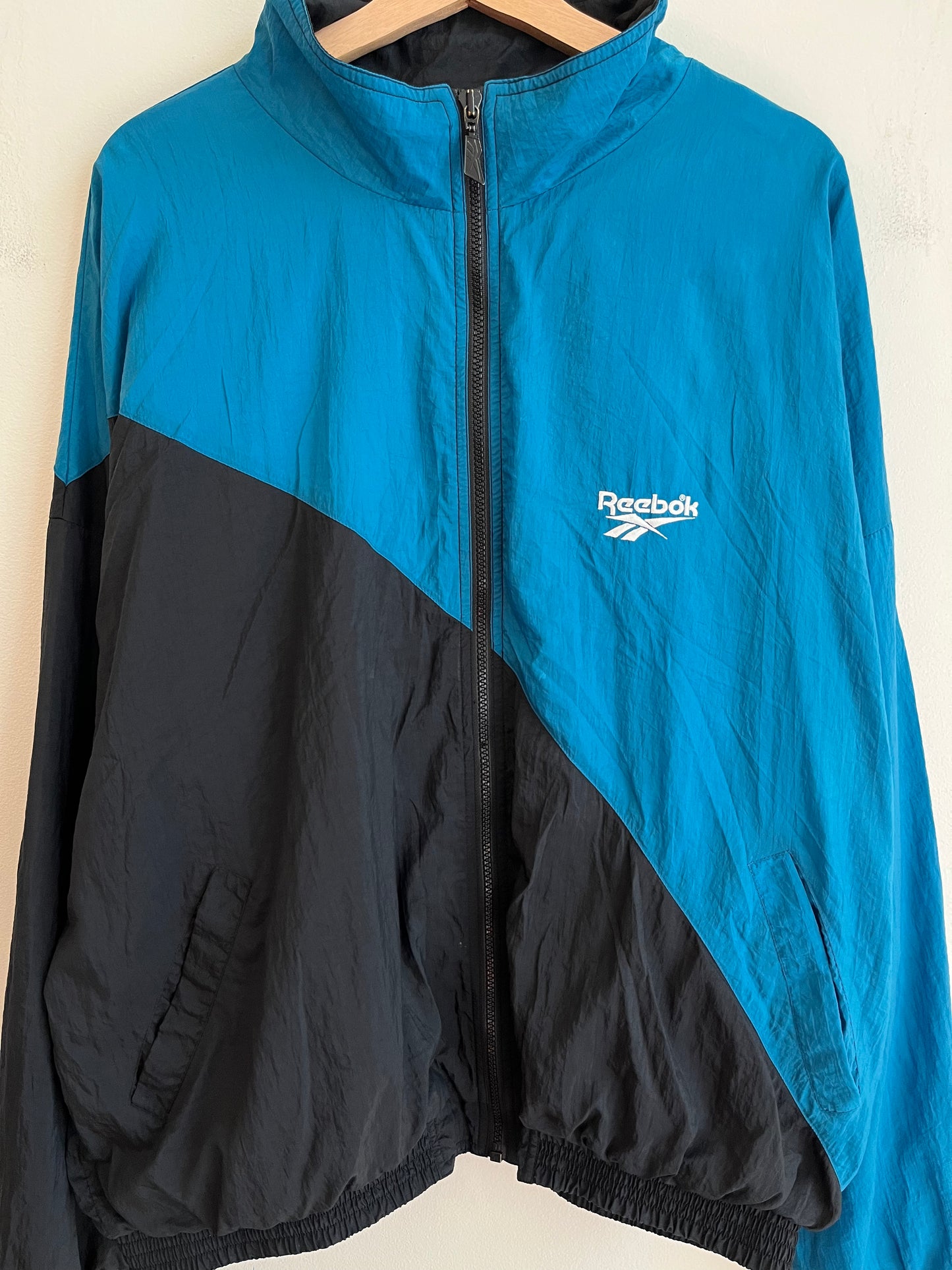 90s Reebok Teal & Black Windbreaker (XL)