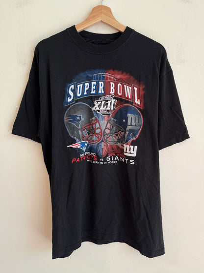2008 New England Patriots vs New York Giants Super Bowl XLII Tee (L)