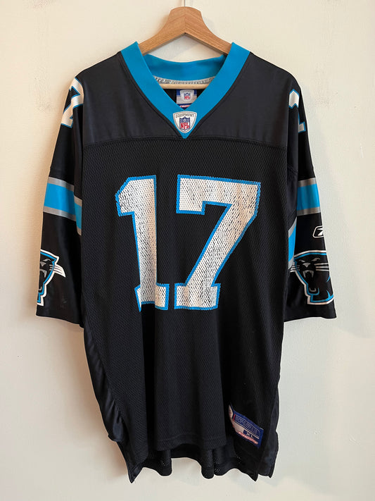 00s Carolina Panthers Jake Delhomme Cracked Reebok Home  Jersey (XL)