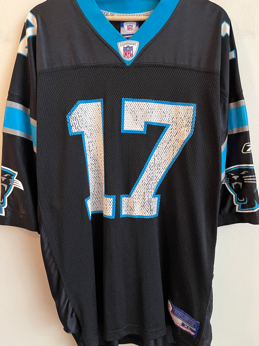 00s Carolina Panthers Jake Delhomme Cracked Reebok Home  Jersey (XL)