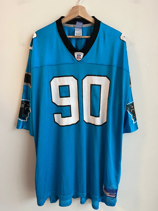 00s Carolina Panthers Julius Peppers Blue Reebok Jersey (XXXL)