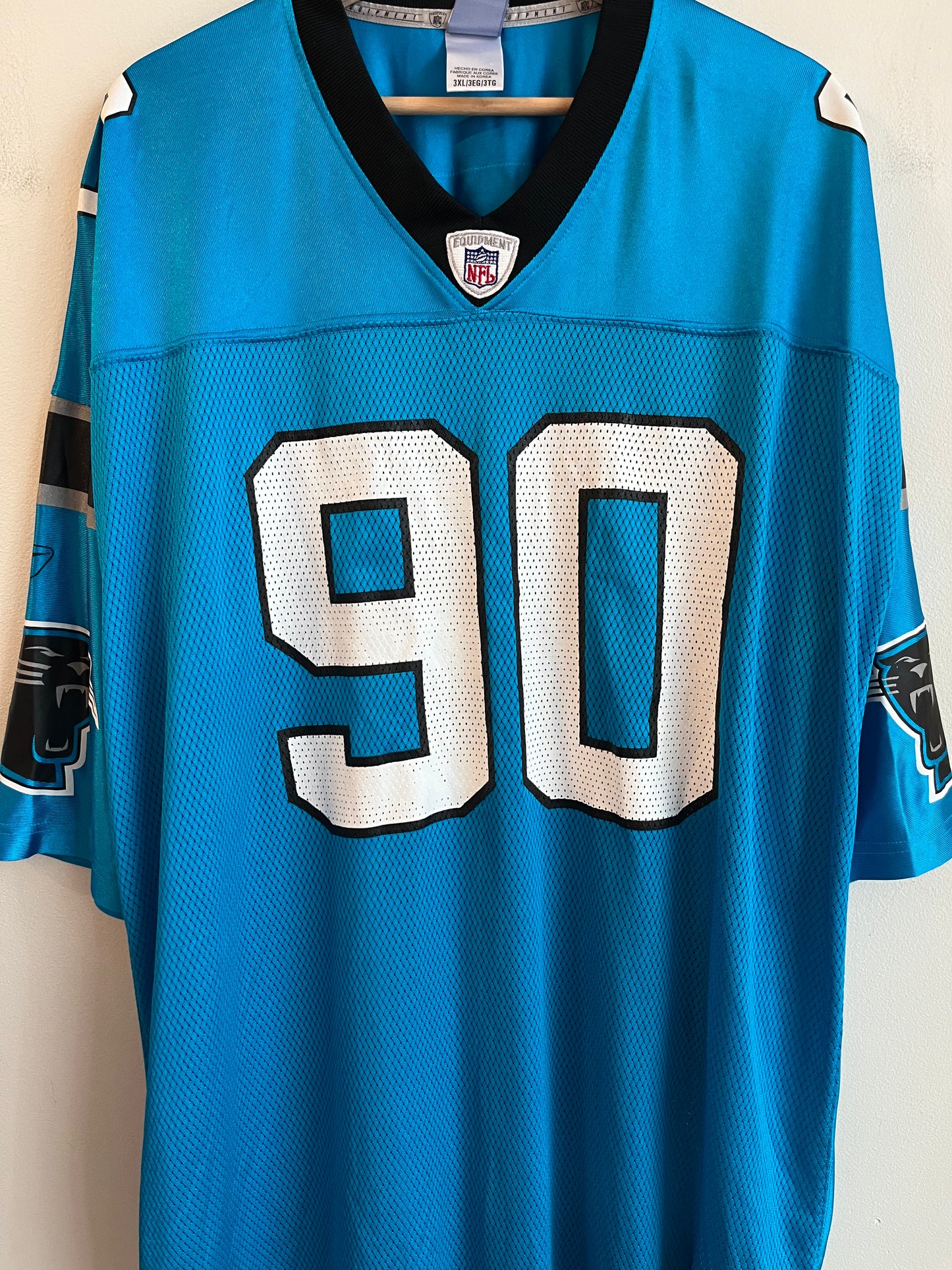 00s Carolina Panthers Julius Peppers Blue Reebok Jersey (XXXL)