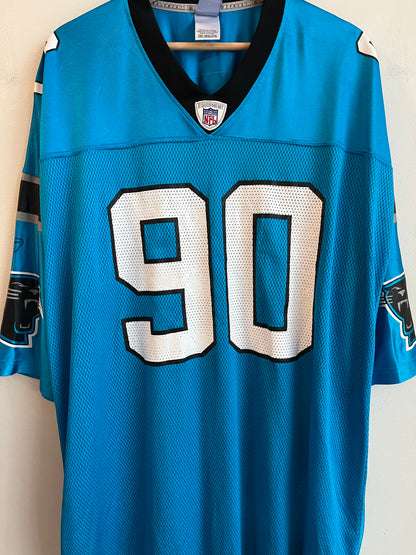 00s Carolina Panthers Julius Peppers Blue Reebok Jersey (XXXL)