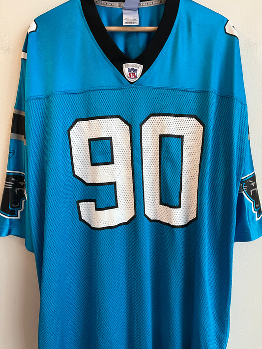 00s Carolina Panthers Julius Peppers Blue Reebok Jersey (XXXL)