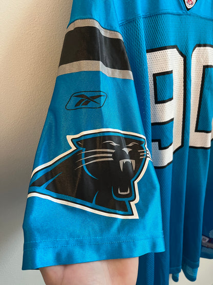 00s Carolina Panthers Julius Peppers Blue Reebok Jersey (XXXL)