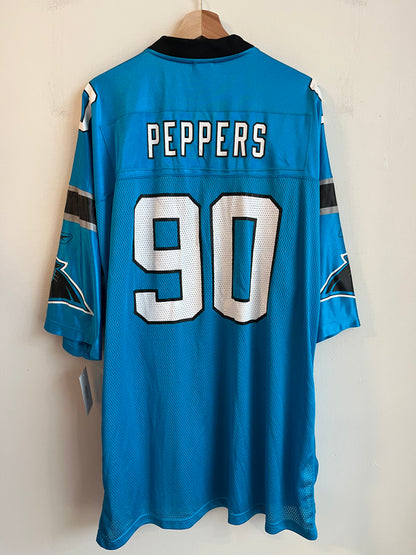 00s Carolina Panthers Julius Peppers Blue Reebok Jersey (XXXL)
