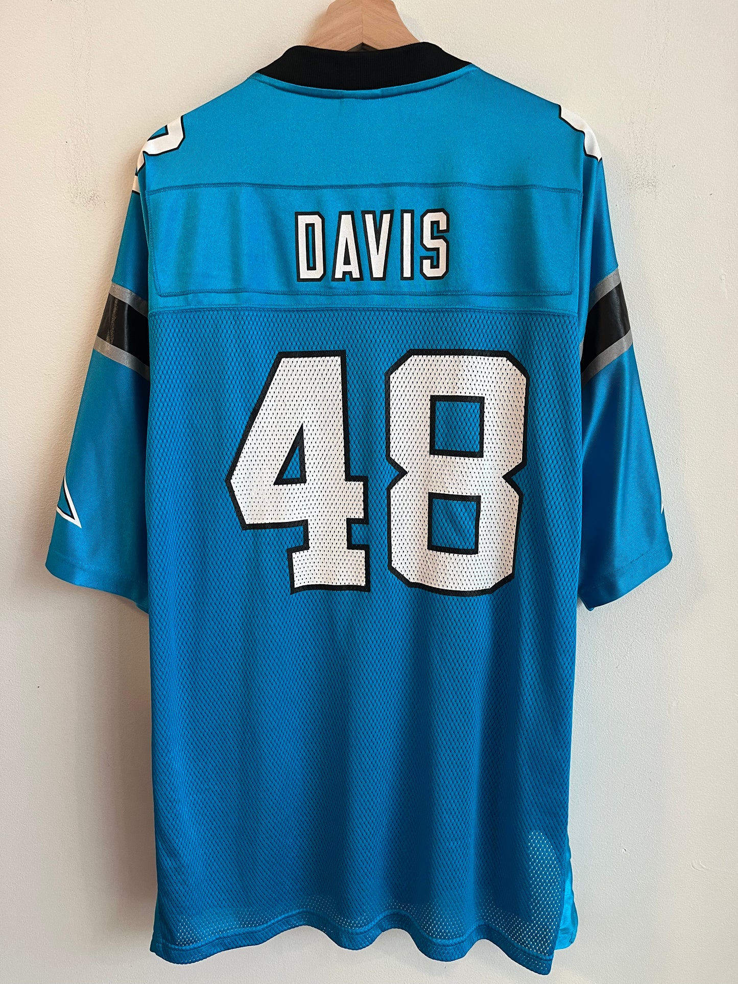 00s Carolina Panthers Stephen Davis Blue Reebok Jersey