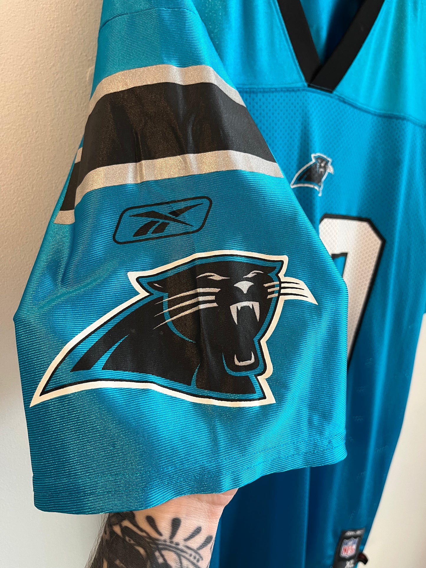 00s Carolina Panthers Steve Smith NFL Players Blue Jersey (XL)