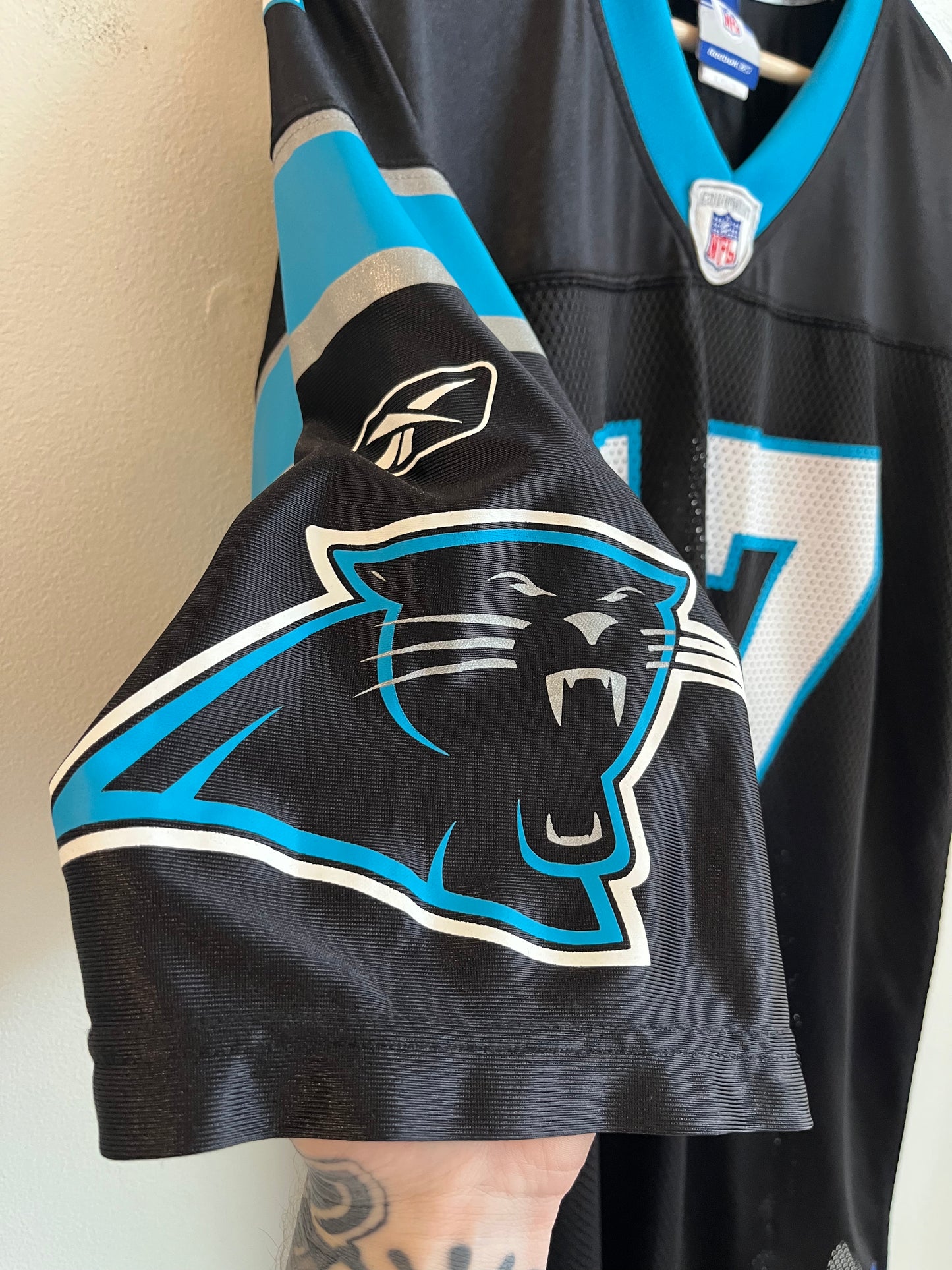 00s Carolina Panthers Jake Delhomme Reebok Home Jersey (XL)
