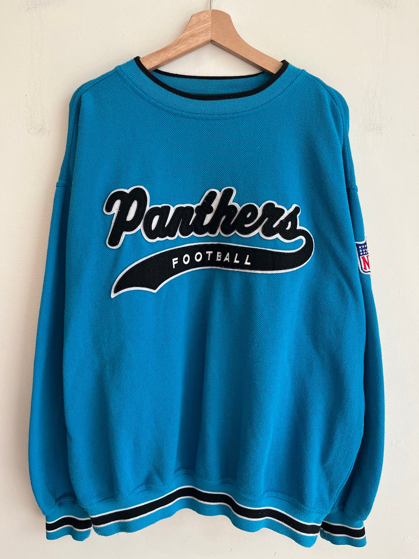 90s Carolina Panthers Starter Embroidered Blue Tail Swoop Crewneck (XL)
