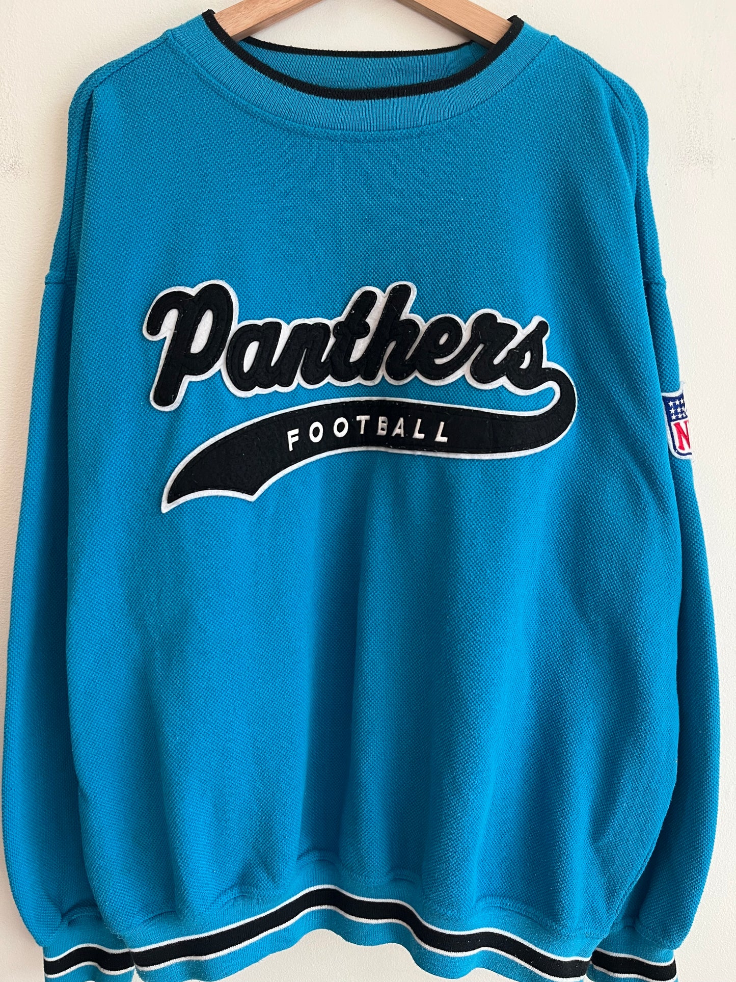90s Carolina Panthers Starter Embroidered Blue Tail Swoop Crewneck (XL)