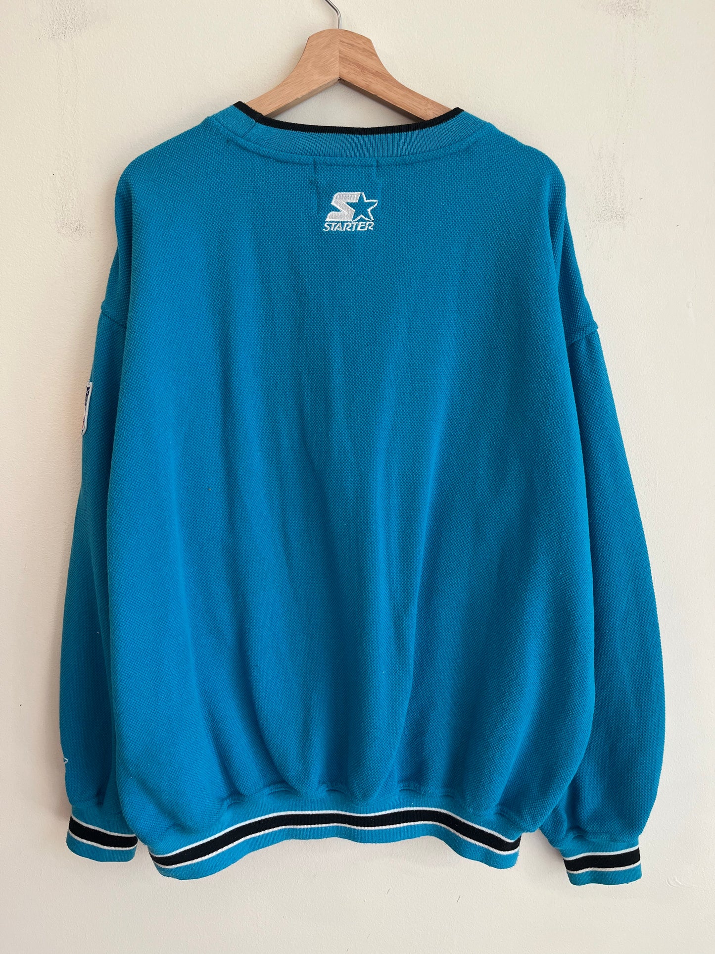 90s Carolina Panthers Starter Embroidered Blue Tail Swoop Crewneck (XL)
