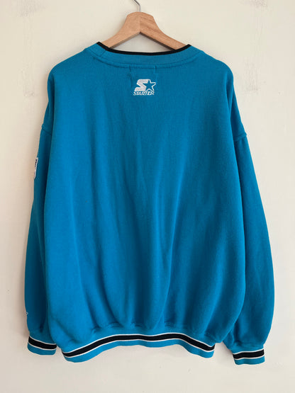 90s Carolina Panthers Starter Embroidered Blue Tail Swoop Crewneck (XL)