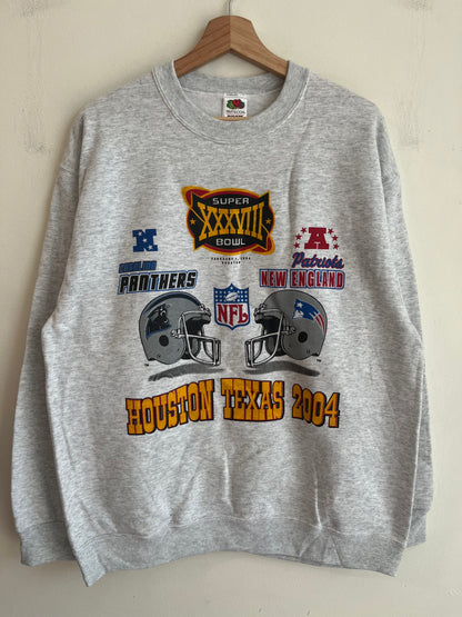 2004 Carolina Panthers v New England Patriots Super Bowl Crewneck (L)