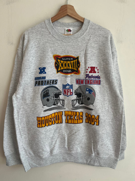 2004 Carolina Panthers v New England Patriots Super Bowl Crewneck (L)