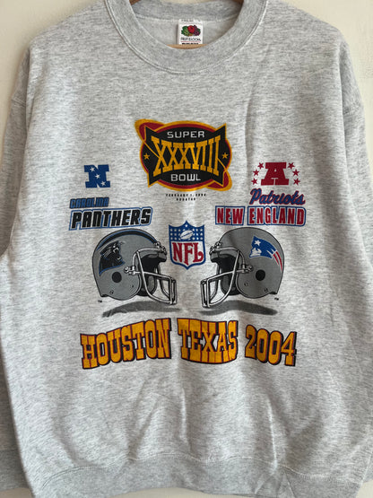 2004 Carolina Panthers v New England Patriots Super Bowl Crewneck (L)