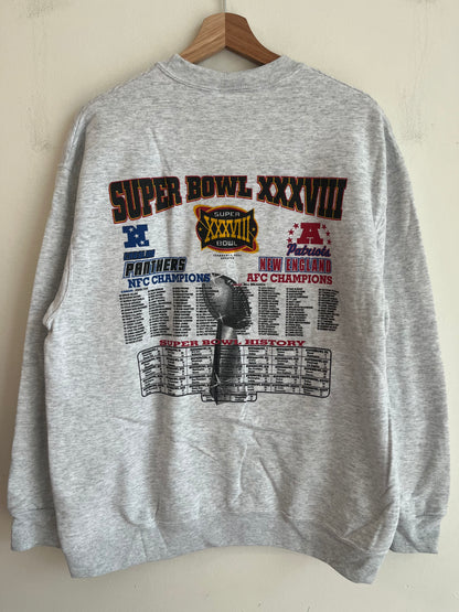2004 Carolina Panthers v New England Patriots Super Bowl Crewneck (L)