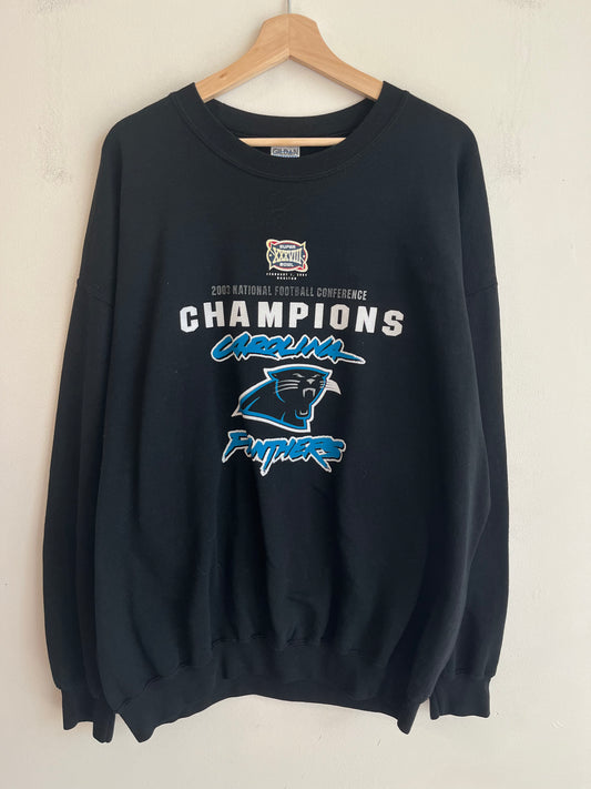 2003 Carolina Panthers Faded NFC Champions Crewneck (XL)