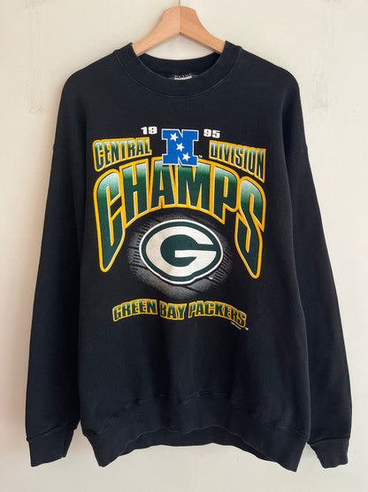 1995 Green Bay Packers Salem Black Spell Out Crewneck (XL)