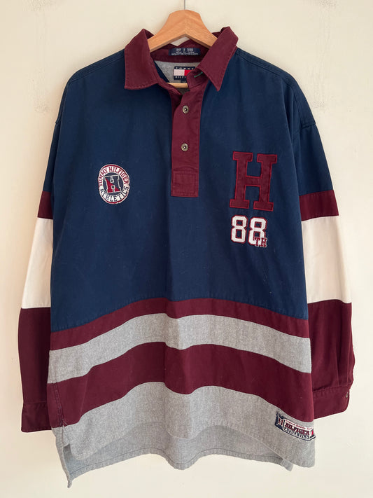 90s Tommy Hilfiger 88th Lacrosse Rugby Long Sleeve Shirt (L)
